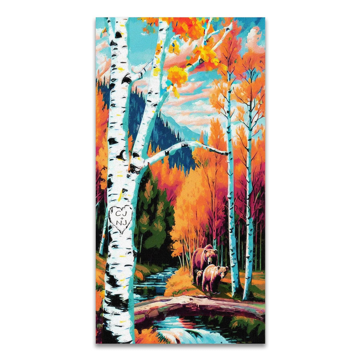 Personal-Prints art 14&quot;x28&quot; Block Mount Autumn Bears