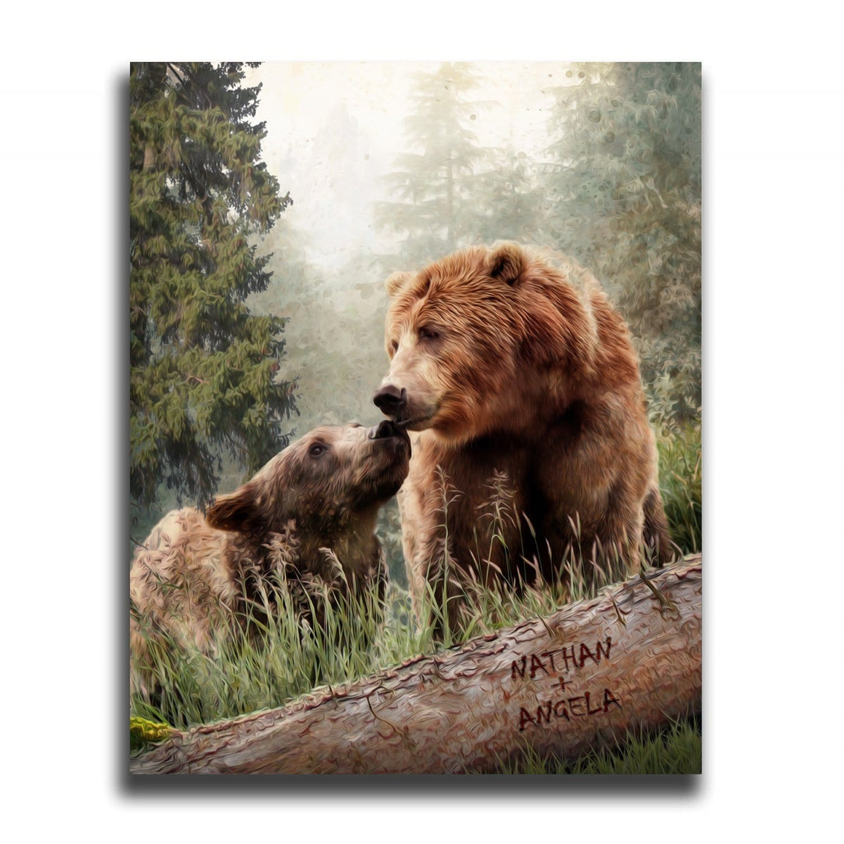 Personal-Prints art 11&quot;x14&quot; Block Mount Back Country Bear Couple