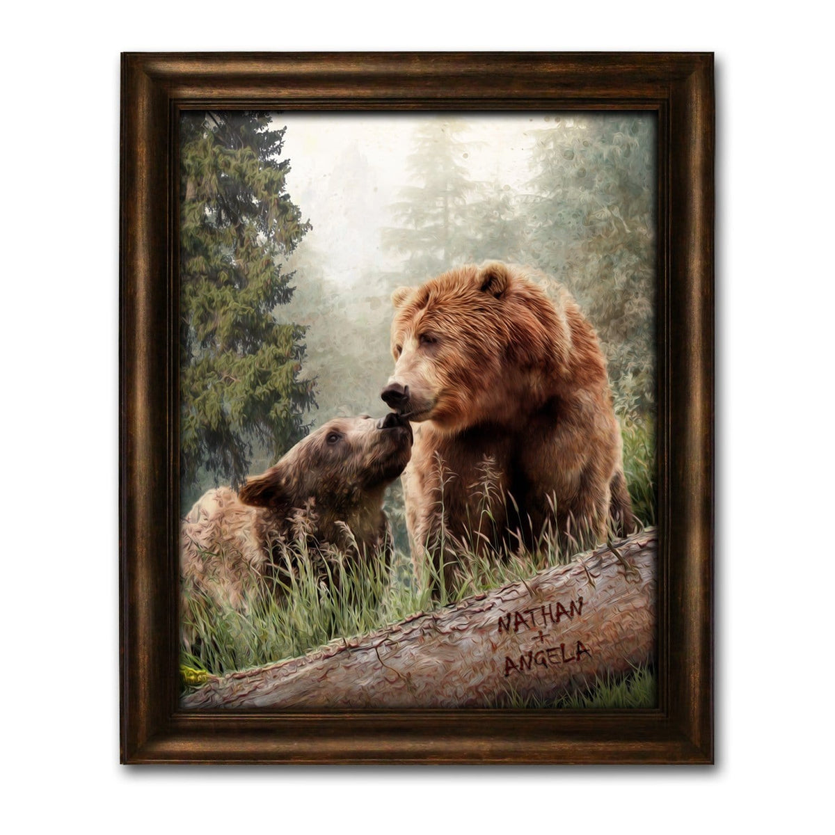 Personal-Prints art 12.5&quot;x15.5&quot; Framed Canvas Back Country Bear Couple