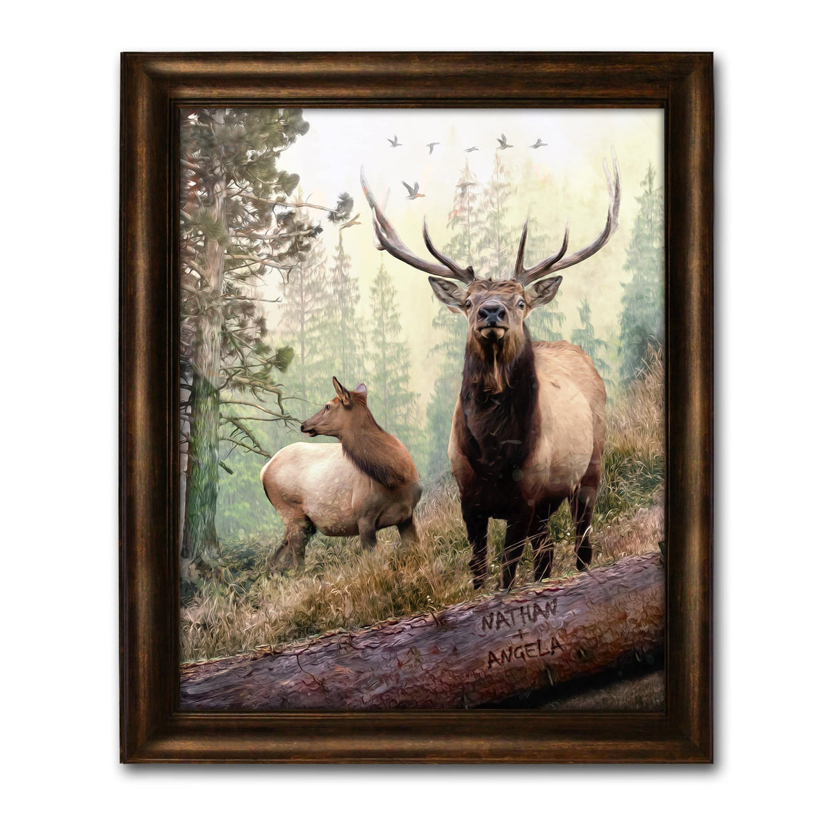 Personal-Prints art 12.5&quot;x15.5&quot; Framed Canvas Back Country Elk Couple