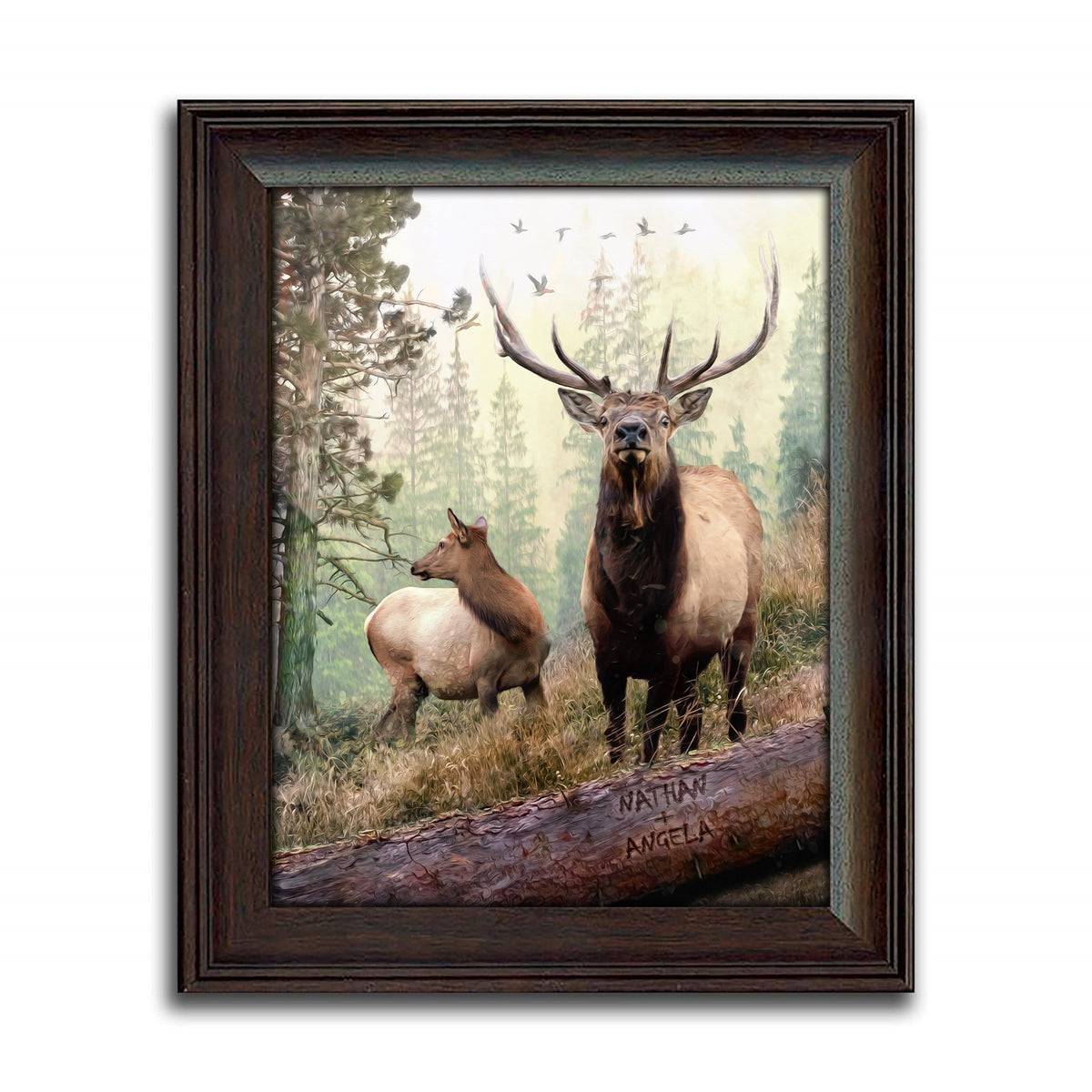 Personal-Prints art 14&quot;x17&quot; Under Glass Back Country Elk Couple