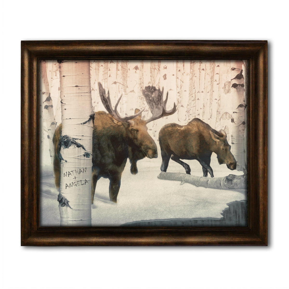 Personal-Prints art 12.5&quot;x15.5&quot; Framed Canvas Back Country Moose Couple