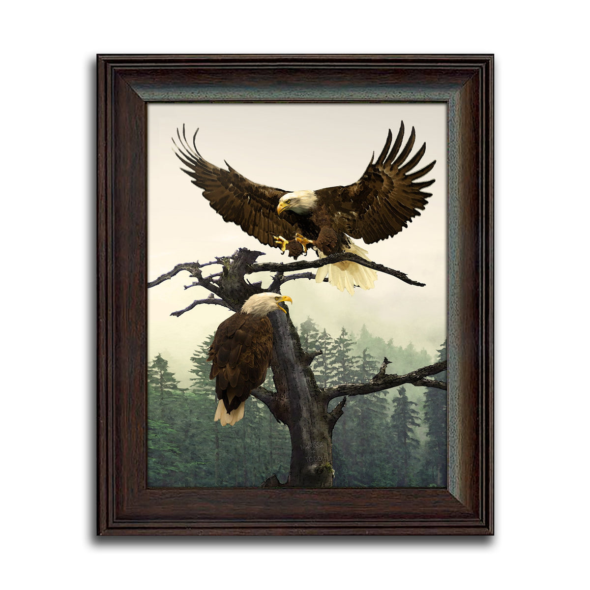 Personal-Prints art 14&quot;x17&quot; Under Glass Bald Eagle Couple