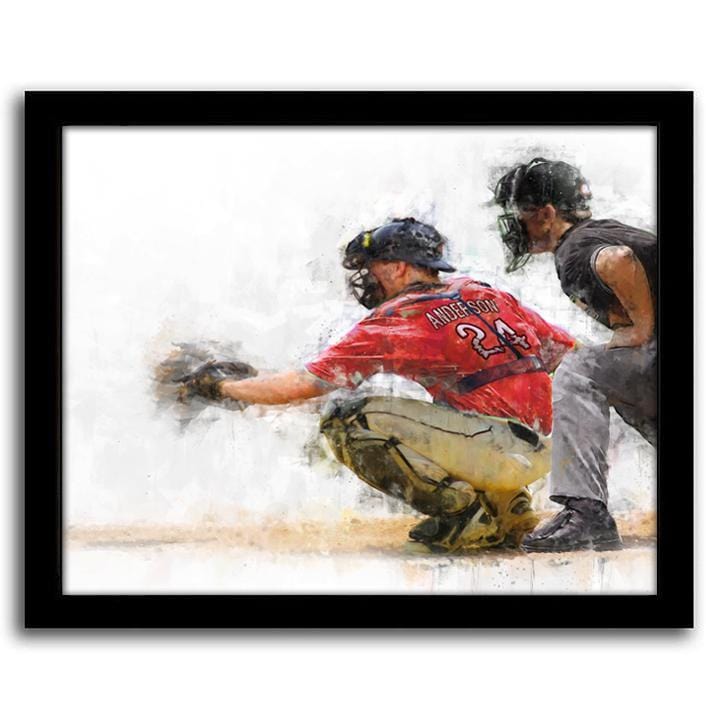 Personal-Prints art 12.5&quot;x15.5&quot; Framed Canvas Baseball Catcher Personalized Print