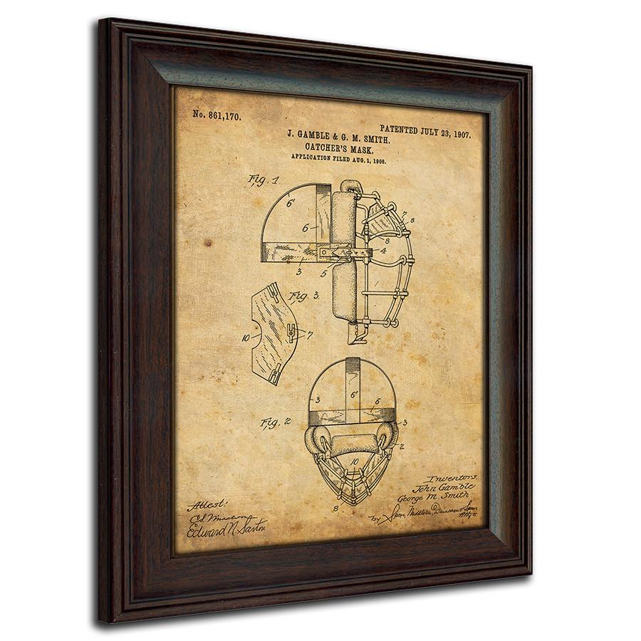 Personal-Prints art Catcher&#39;s Mask Baseball - Patent Art