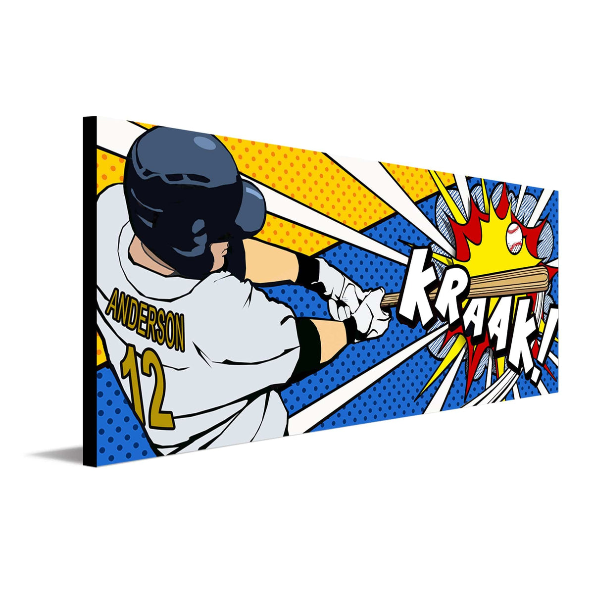 Personal-Prints art 6.5&quot;x18&quot; Block Mount Baseball Pop Art