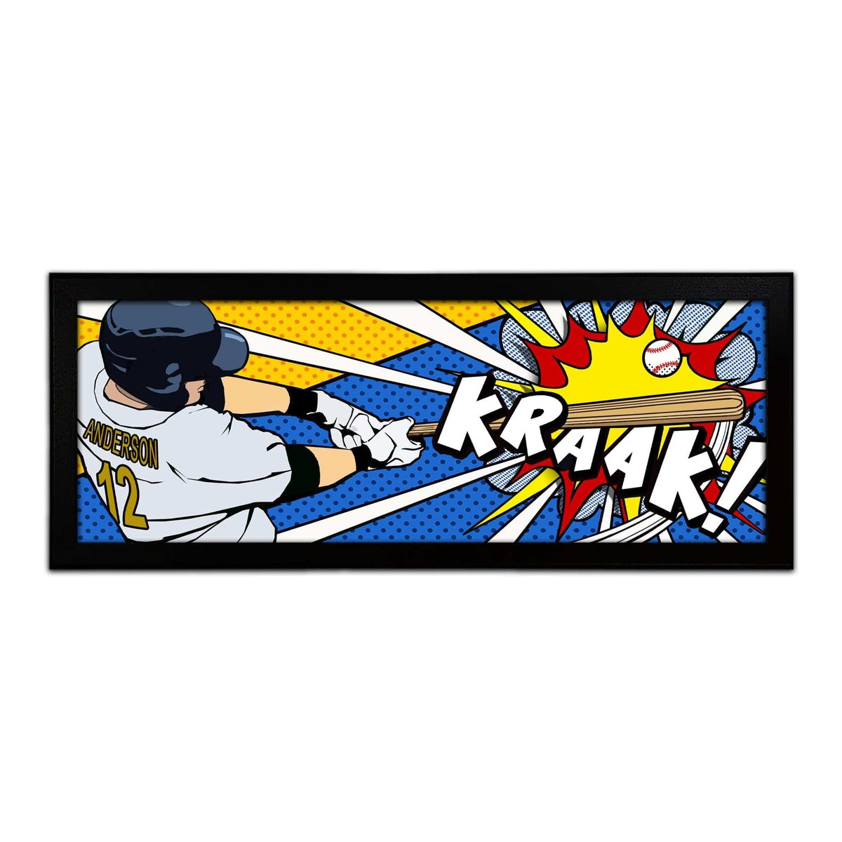 Personal-Prints art 13.5&quot;x32.5&quot; Framed Canvas Baseball Pop Art