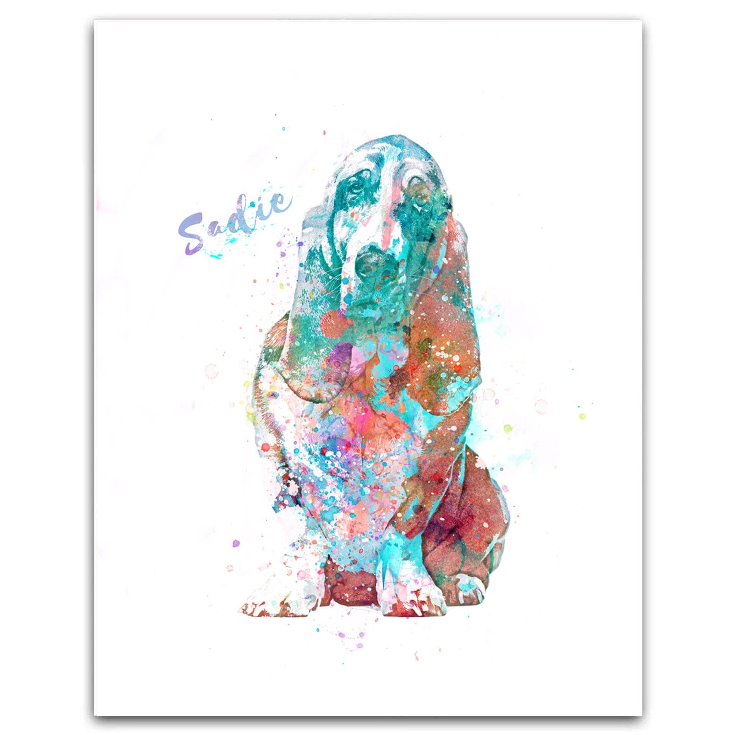 Personal-Prints art 6"x8" Block Mount Basset Hound Watercolor Print