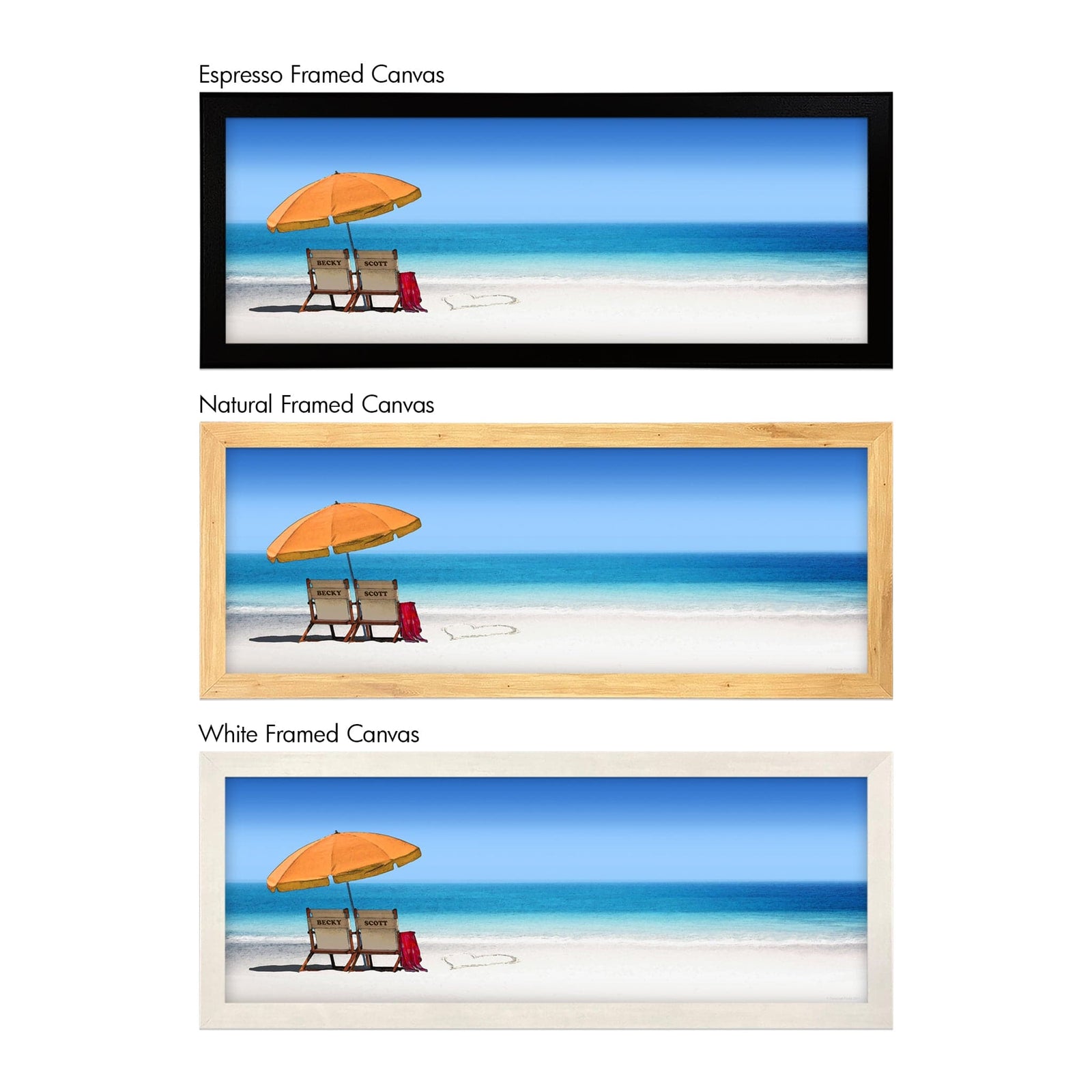 Personal-Prints art 13.5"x32.5" Framed Canvas (Espresso) Beach Lovers