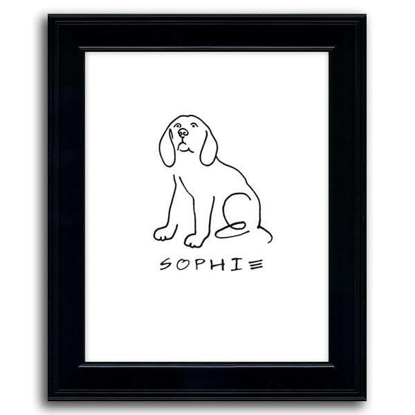 Personal-Prints art 12&quot;x15&quot; Under Glass Beagle Dog Line Drawing