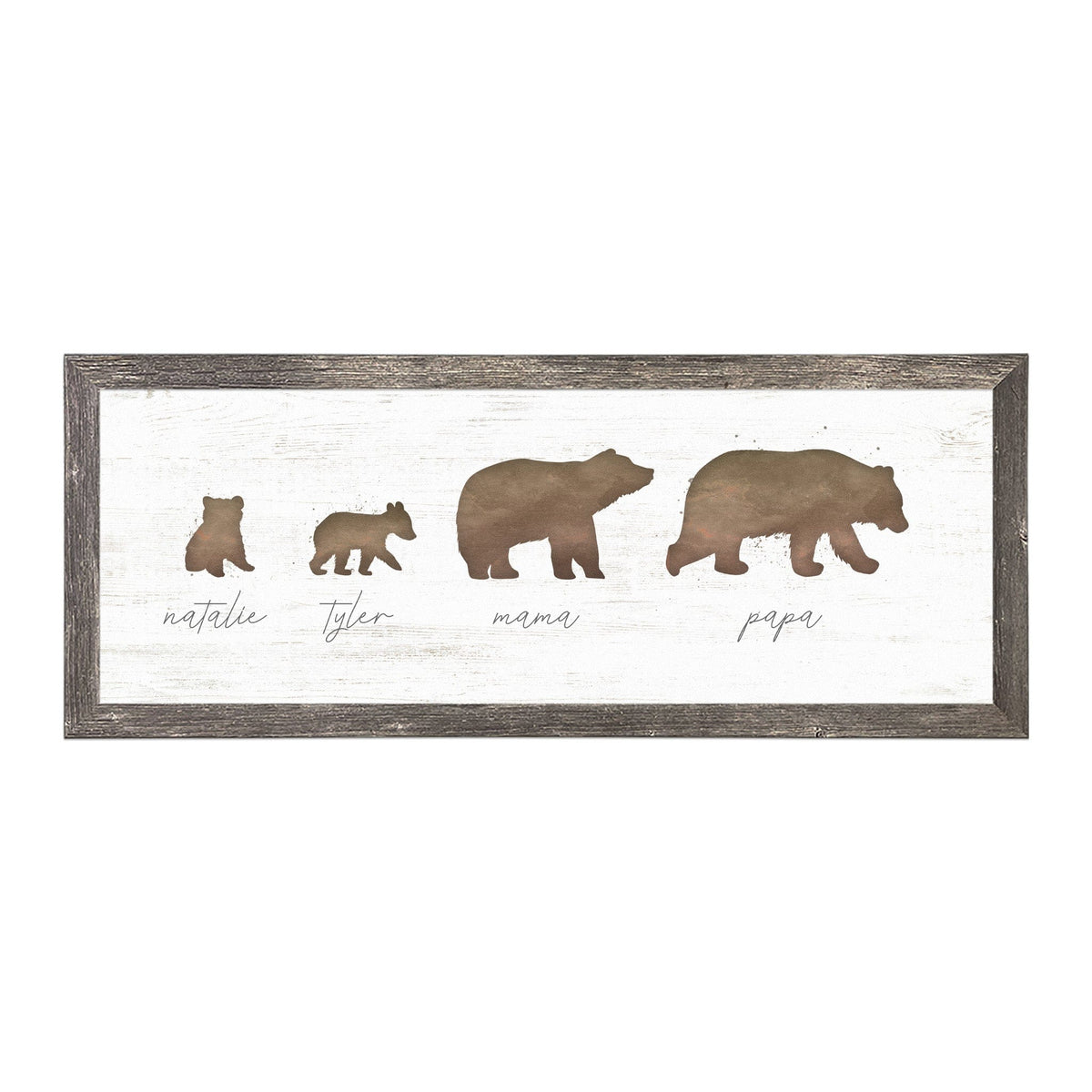 Personal-Prints art 13.5&quot;x32.5&quot; Framed Canvas Bear Family