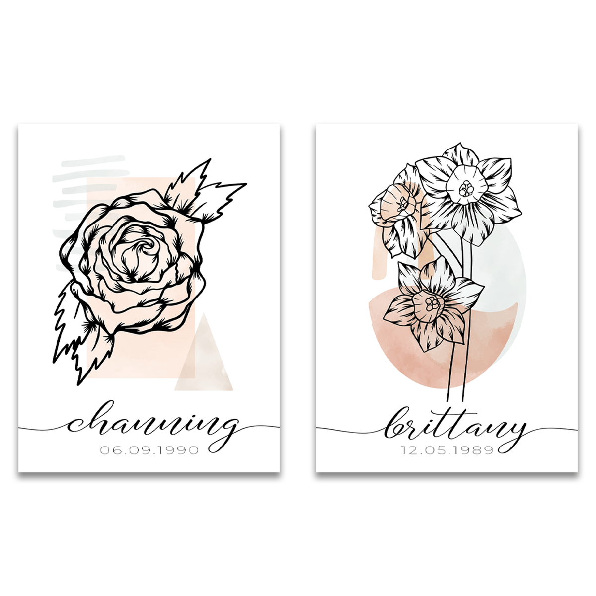 Personal-Prints art Boho Birth Month Flowers