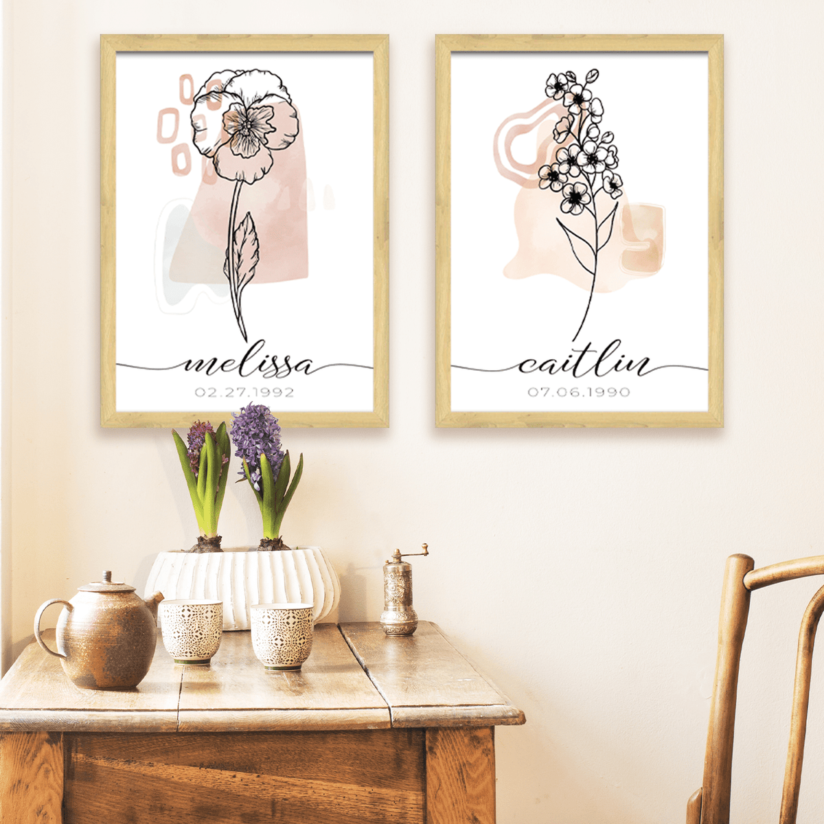 Personal-Prints art Boho Birth Month Flowers