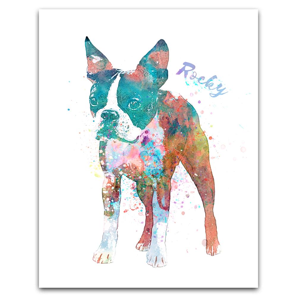 Personal-Prints art 6"x8" Block Mount Boston Terrier Watercolor Print