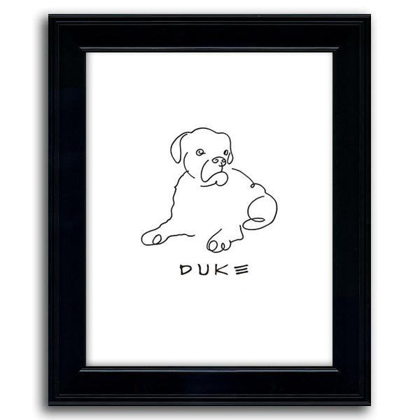 Personal-Prints art 12&quot;x15&quot; Under Glass Boxer Dog Line Drawing