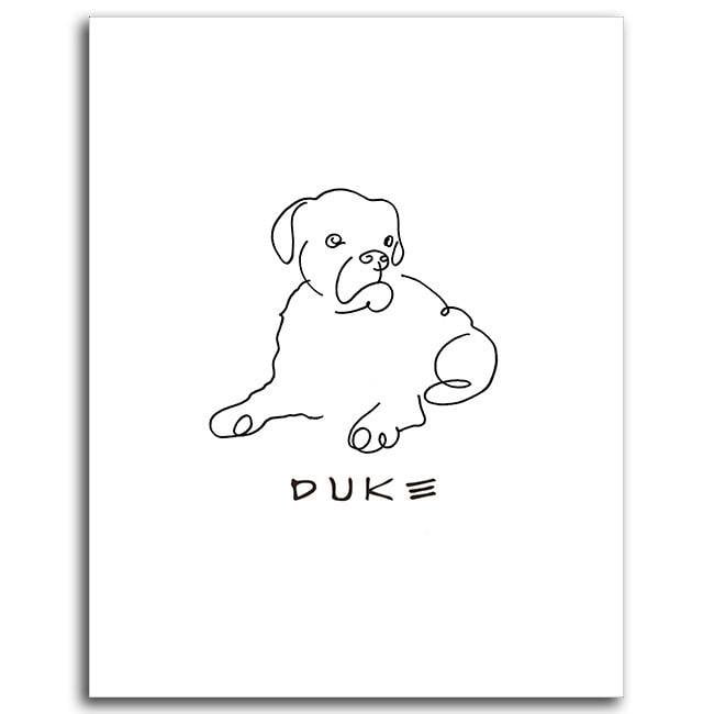 Personal-Prints art 6&quot;x8&quot; Mini Block Mount Boxer Dog Line Drawing