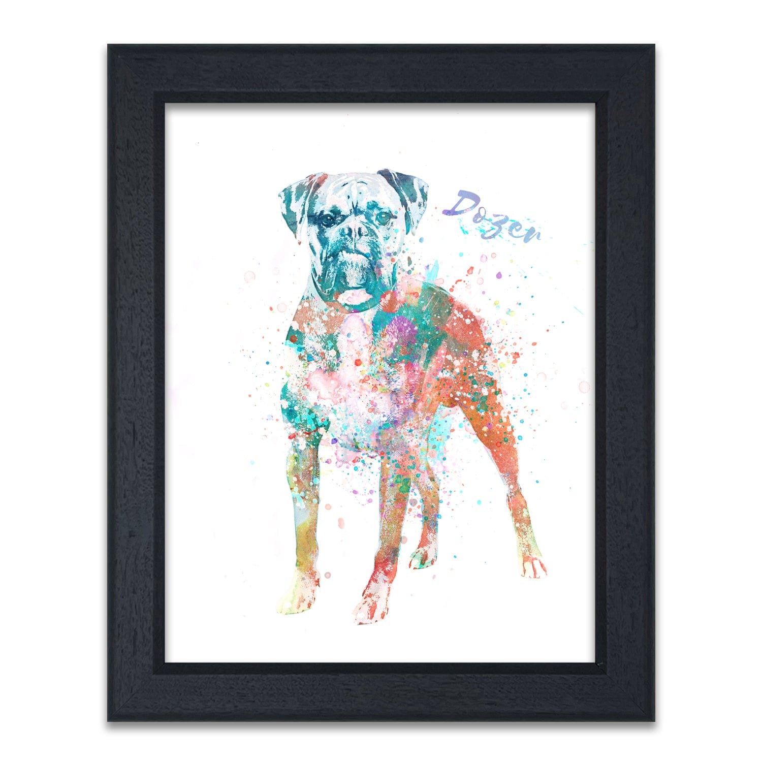 Personal-Prints art 14"x17" Under Glass Boxer Dog Watercolor Print