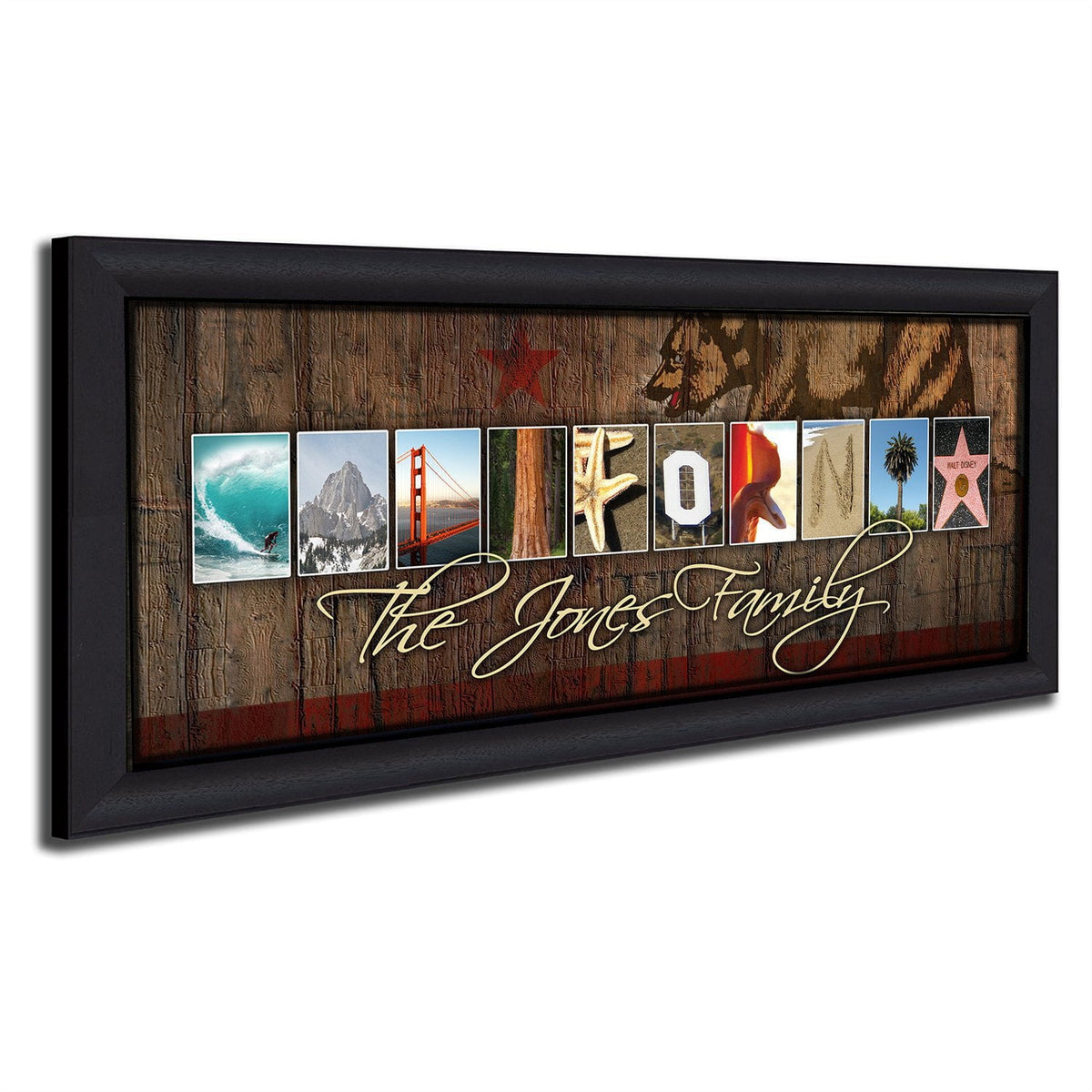 Personal-Prints art 13.5&quot;x32.5&quot; Framed Canvas CALIFORNIA - State Name Art