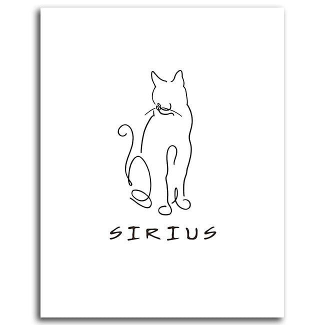Personal-Prints art 6"x8" Mini Block Mount Cat Line Drawing