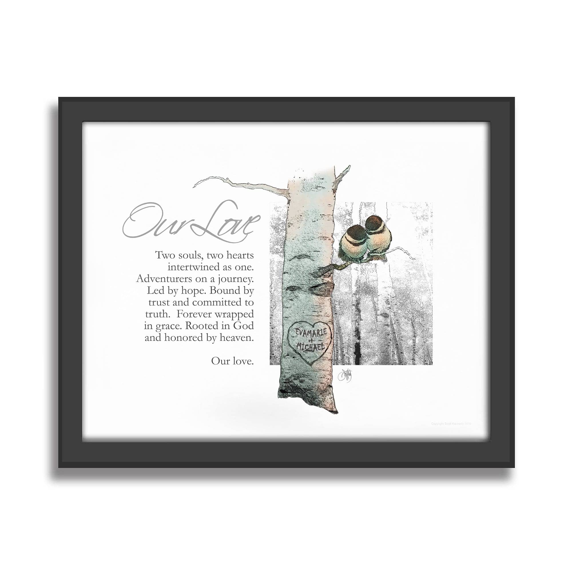 Personal-Prints art Chickadee Love with Poem