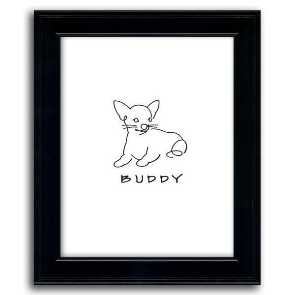 Personal-Prints art 12&quot;x15&quot; Under Glass Chihuahua Line Drawing