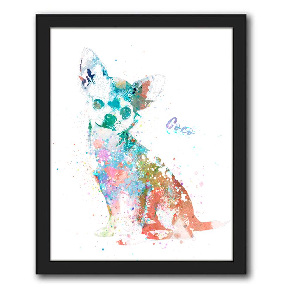 Personal-Prints art 12.5&quot;x15.5&quot; Framed Canvas Chihuahua Watercolor Print