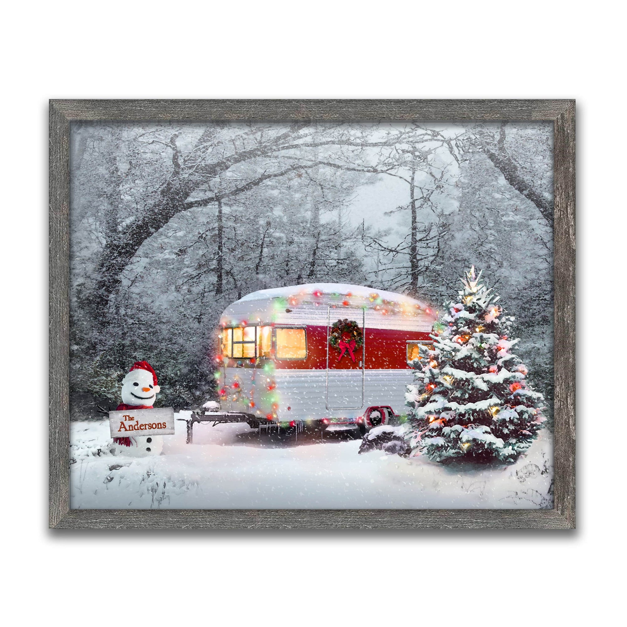 Personal-Prints art 14"x17" Framed Canvas Christmas Camper