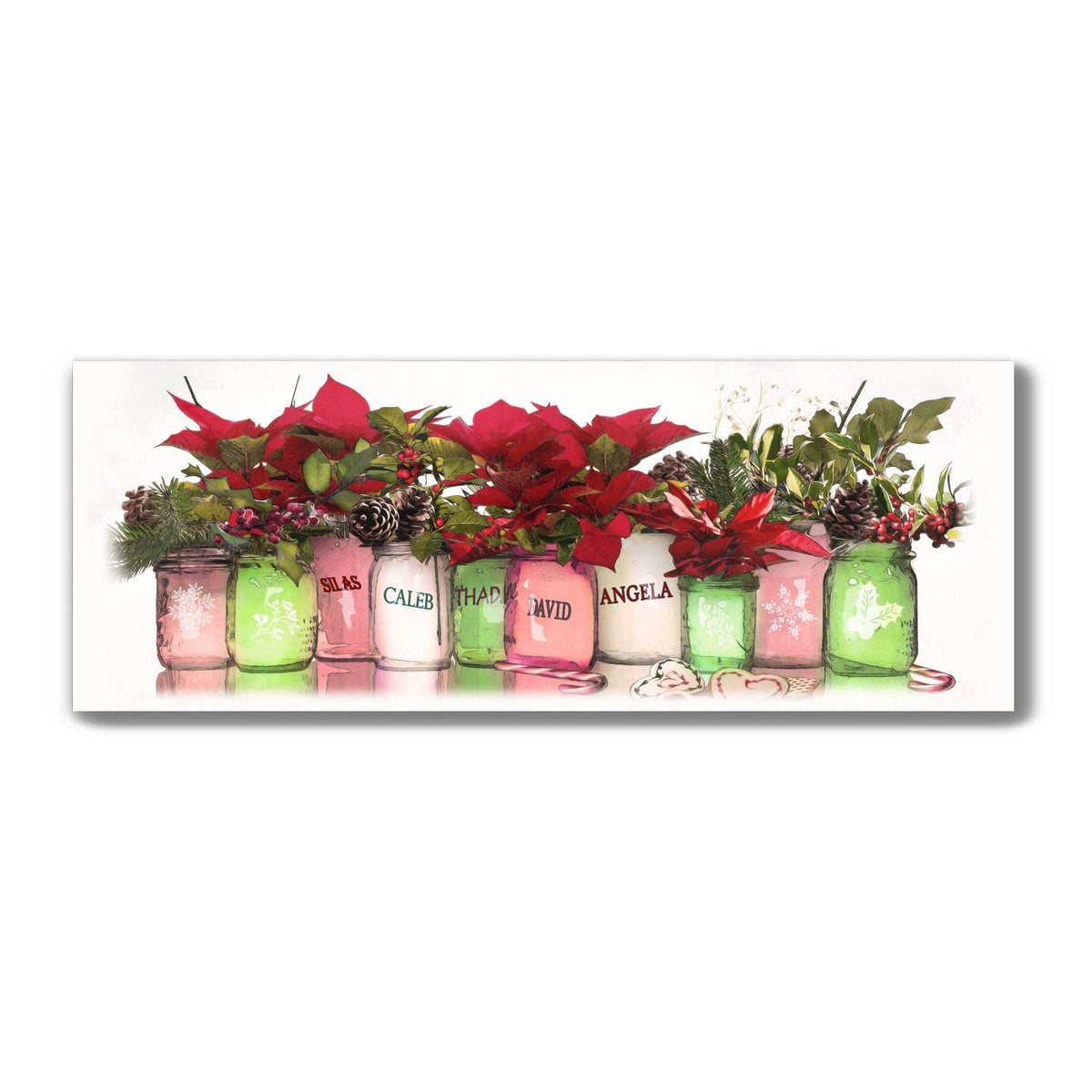 Personal-Prints art 9.5&quot;x26&quot; Block Mount Christmas GRANDKIDS Mason Jars