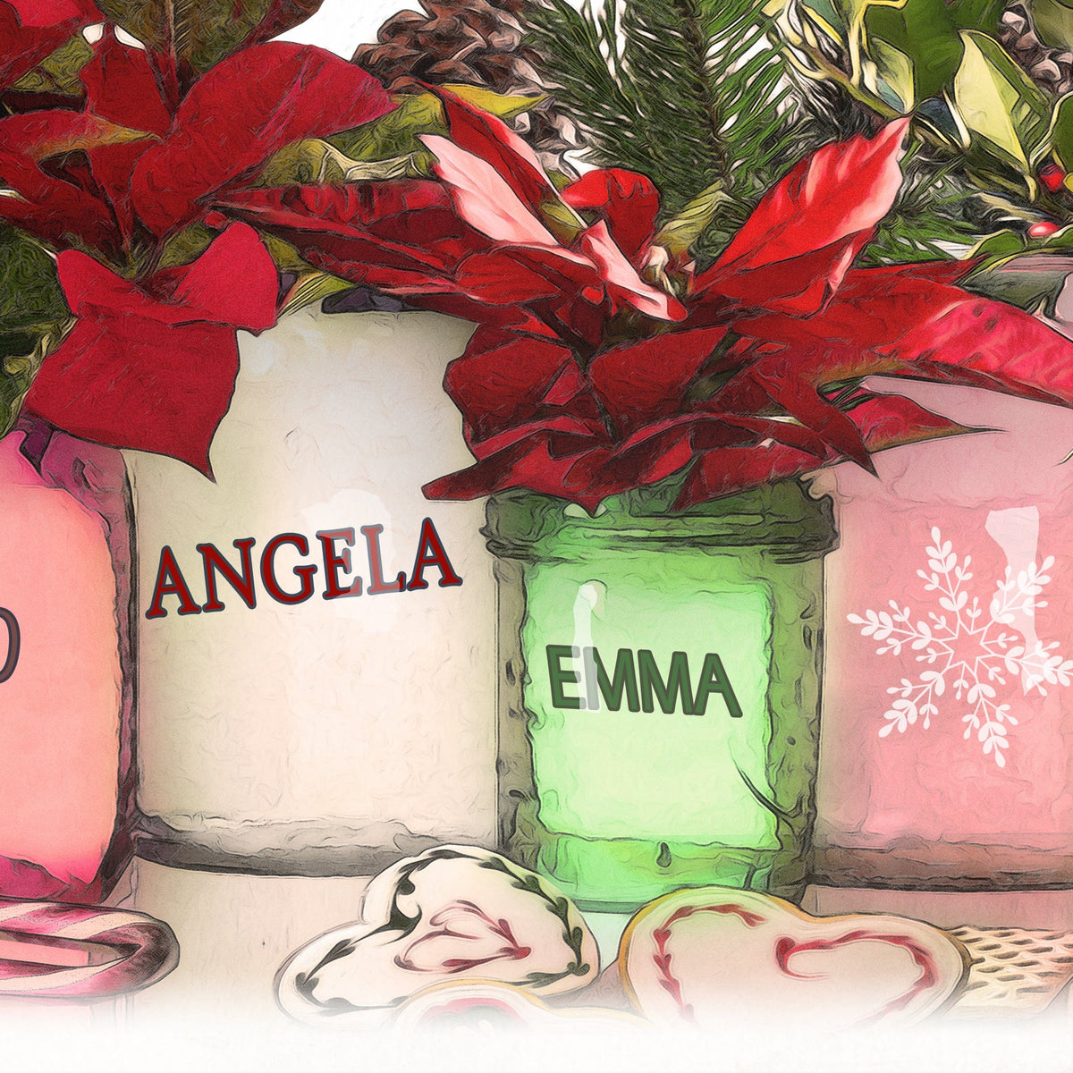 Personal-Prints art Christmas GRANDKIDS Mason Jars