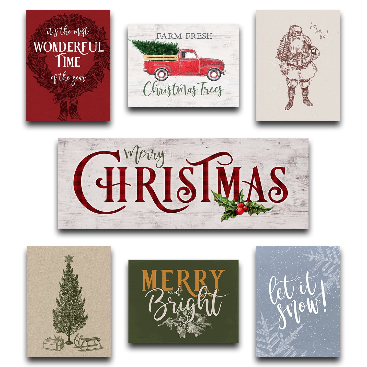 Personal-Prints art Christmas 7 Piece Set (Best Value) Christmas Holiday Decor Wall Art Sets