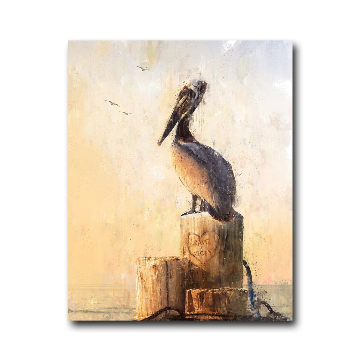 Personal-Prints art 11&quot;x14&quot; Block Mount Coastal Love - Pelican Personalized Art