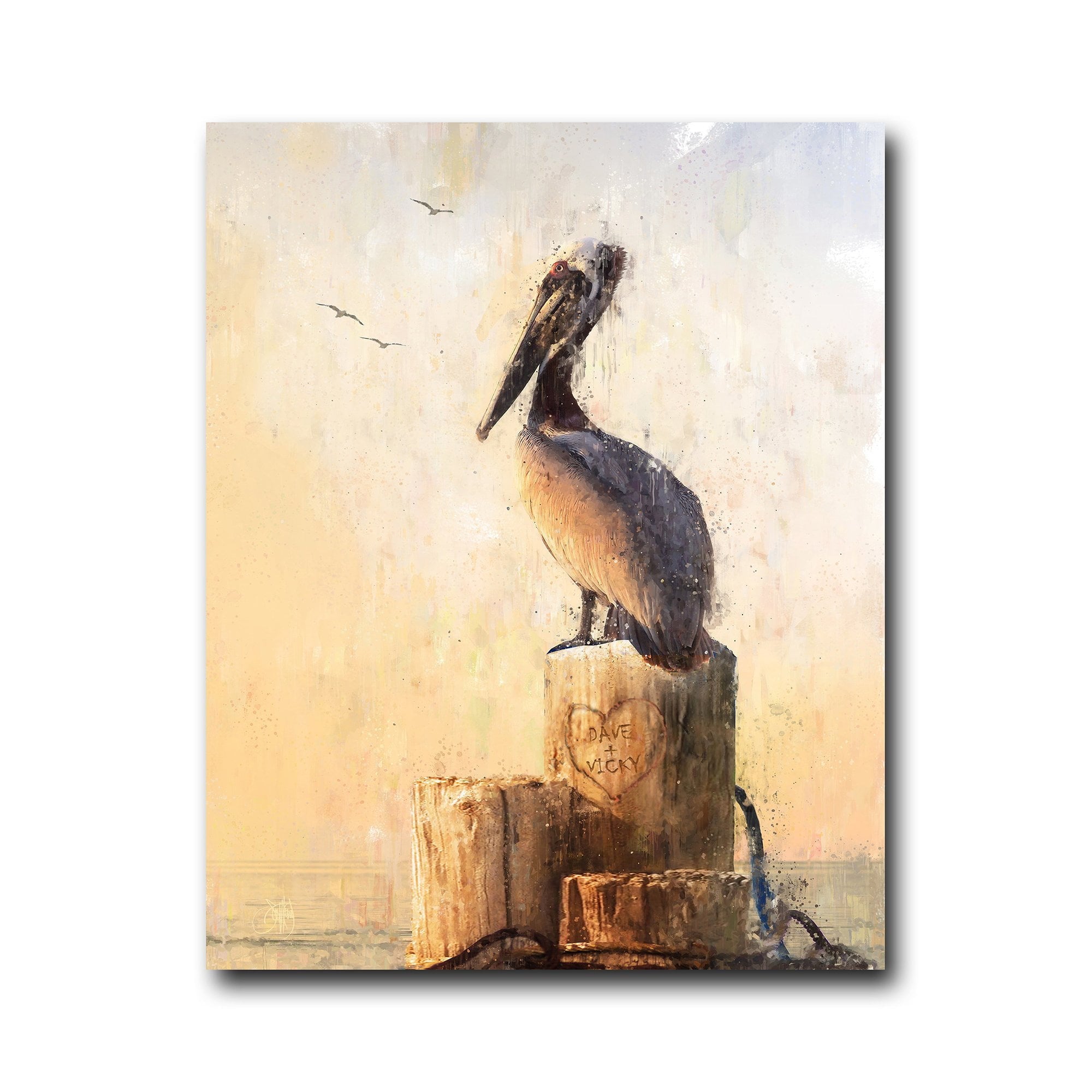 Personal-Prints art 11"x14" Block Mount Coastal Love - Pelican Personalized Art