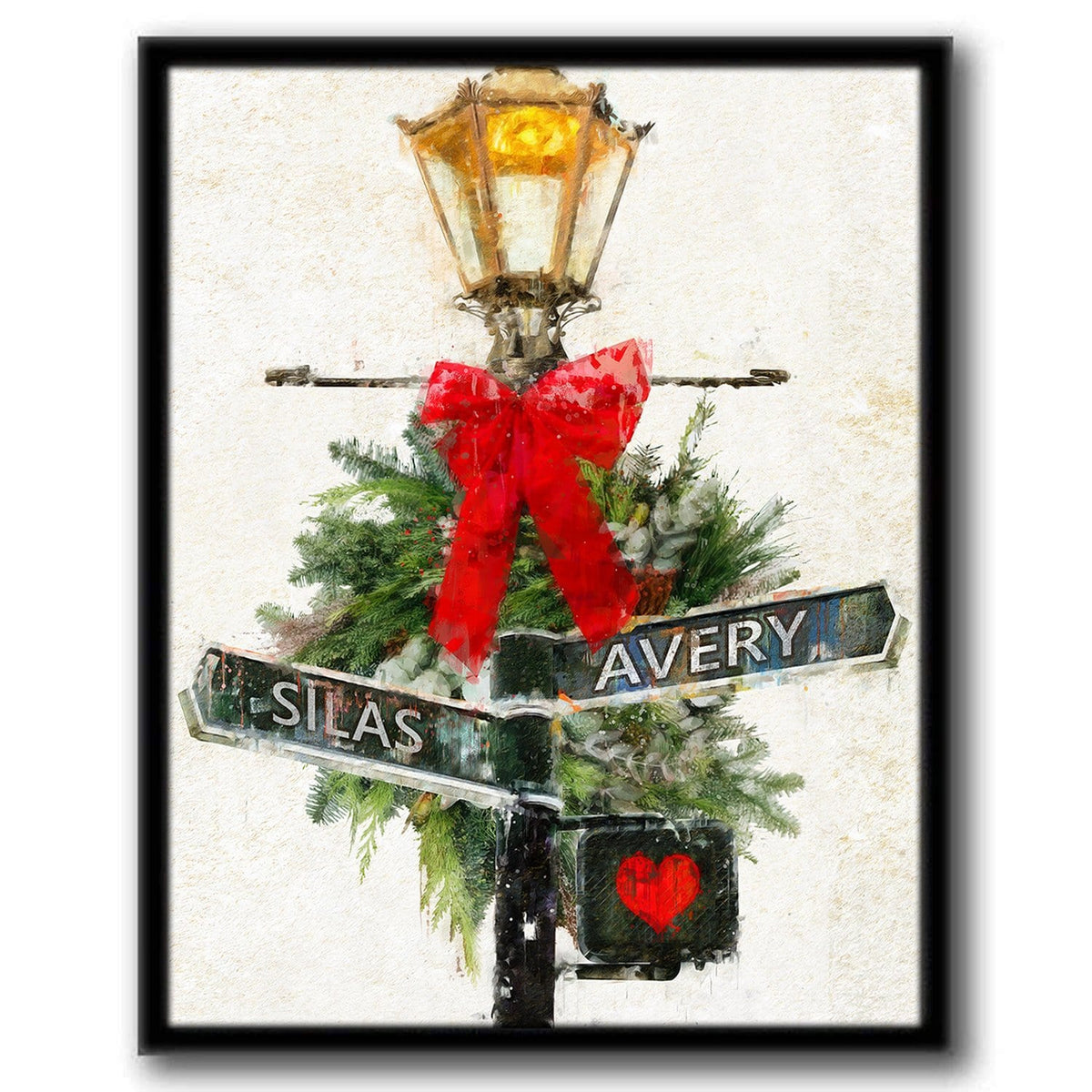 Personal-Prints art 12.5&quot;x15.5&quot; Framed Canvas Crossroads - Winter Holiday