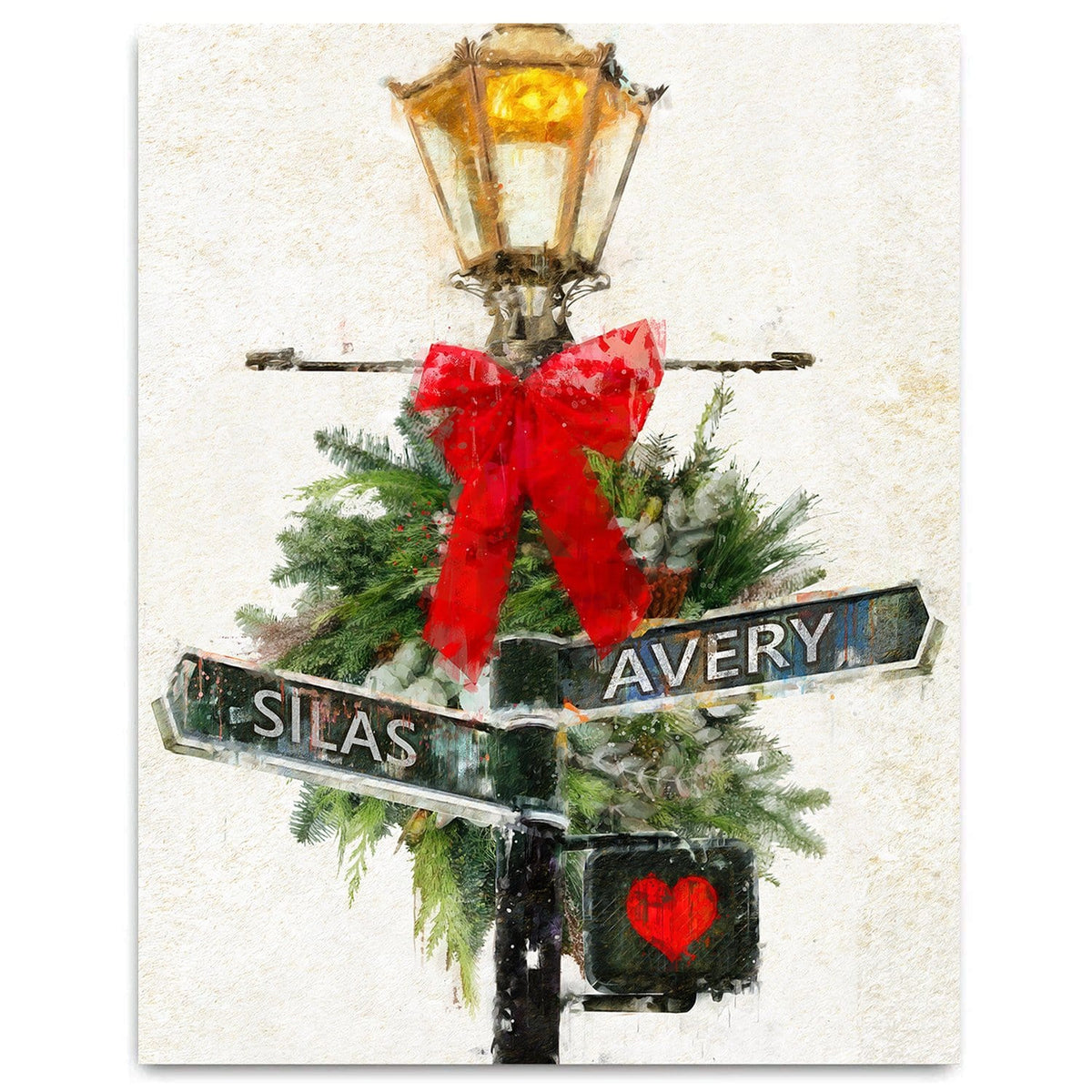 Personal-Prints art 11&quot;x14&quot; Block Mount Crossroads - Winter Holiday