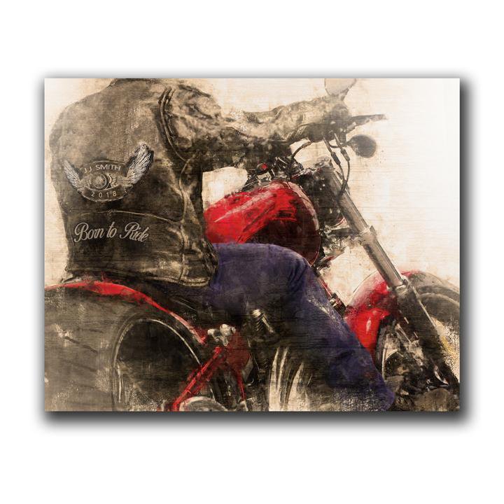 Personal-Prints art 11&quot;x14&quot; Block Mount Custom Chopper