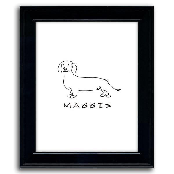 Personal-Prints art 12&quot;x15&quot; Under Glass Dachshund Line Drawing