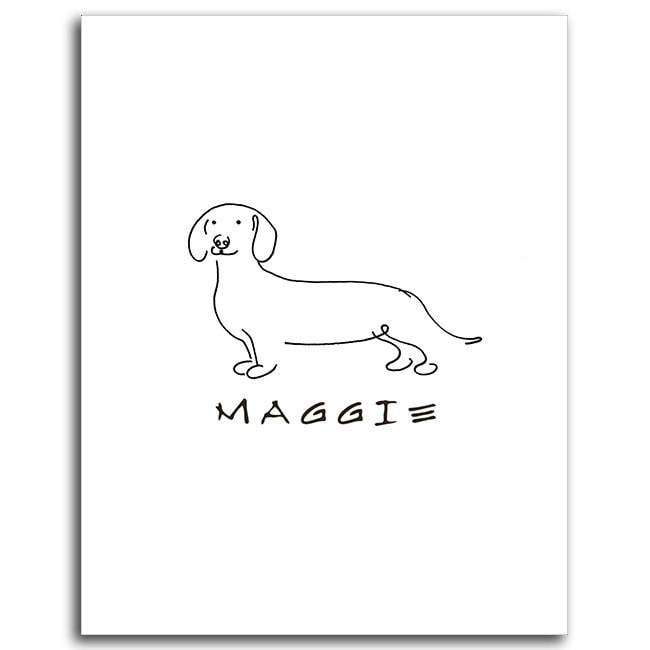 Personal-Prints art 6&quot;x8&quot; Mini Block Mount Dachshund Line Drawing