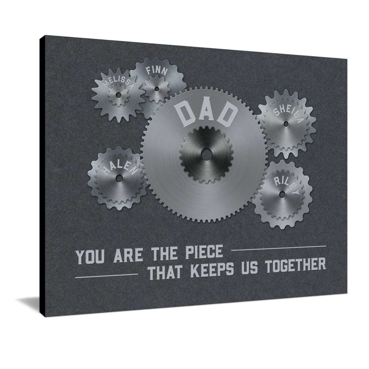 Personal-Prints art 11&quot;x14&quot; Block Mount Dad &amp; Children Gears