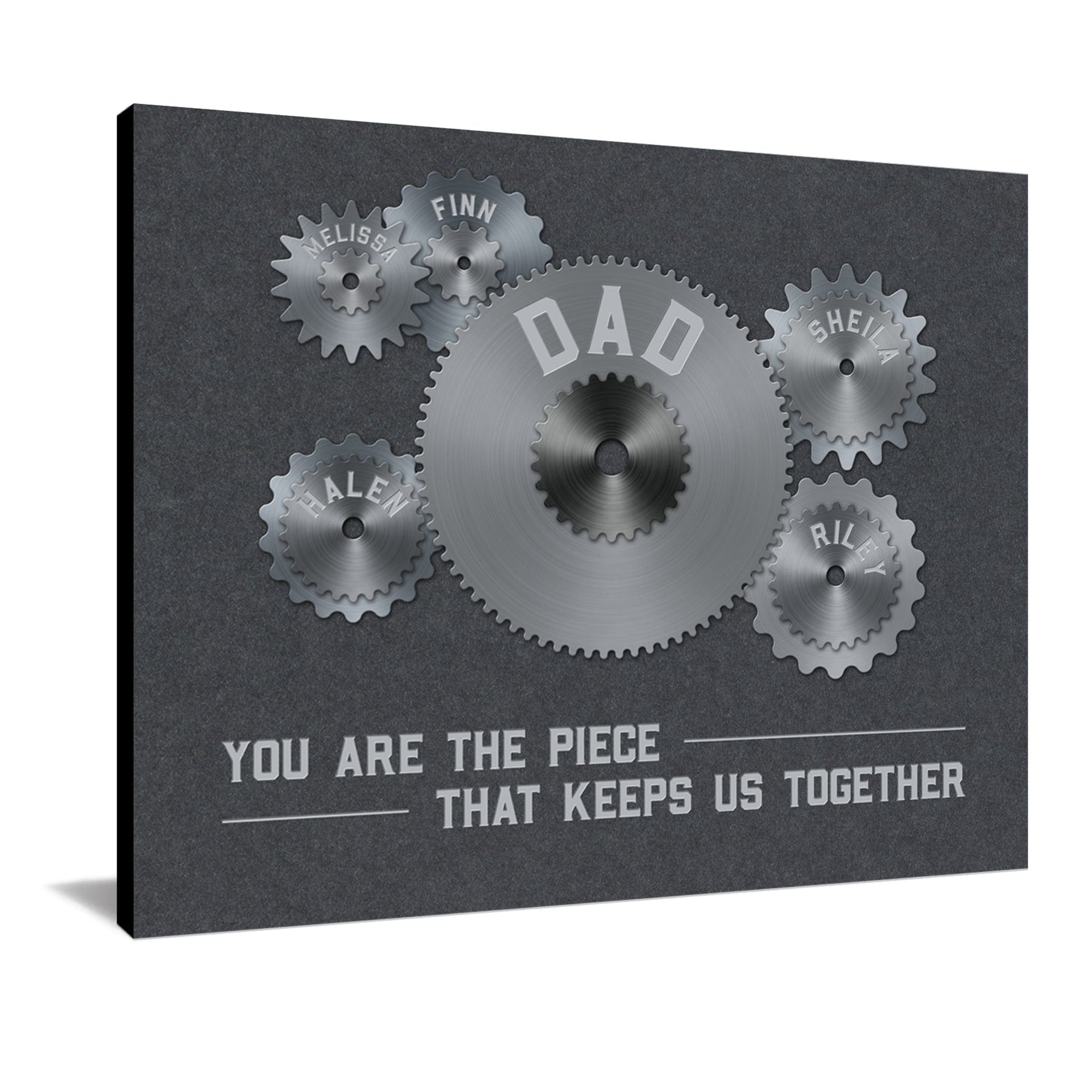 Personal-Prints art 11"x14" Block Mount Dad & Children Gears