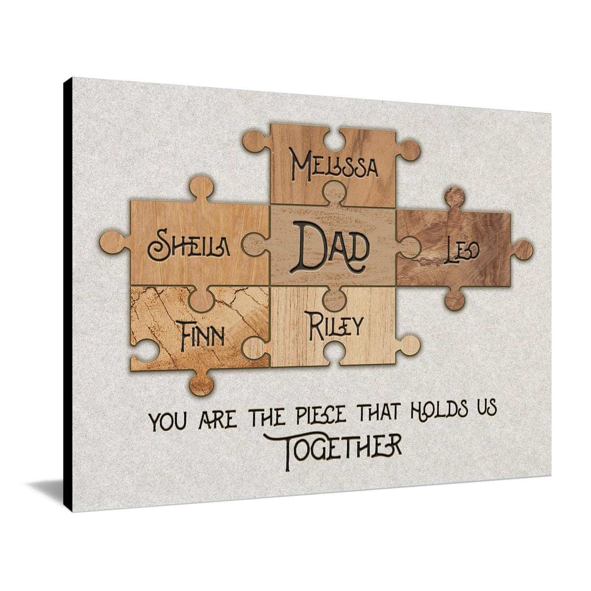 Personal-Prints art 11&quot;x14&quot; Block Mount Dad &amp; Children Puzzle Pieces