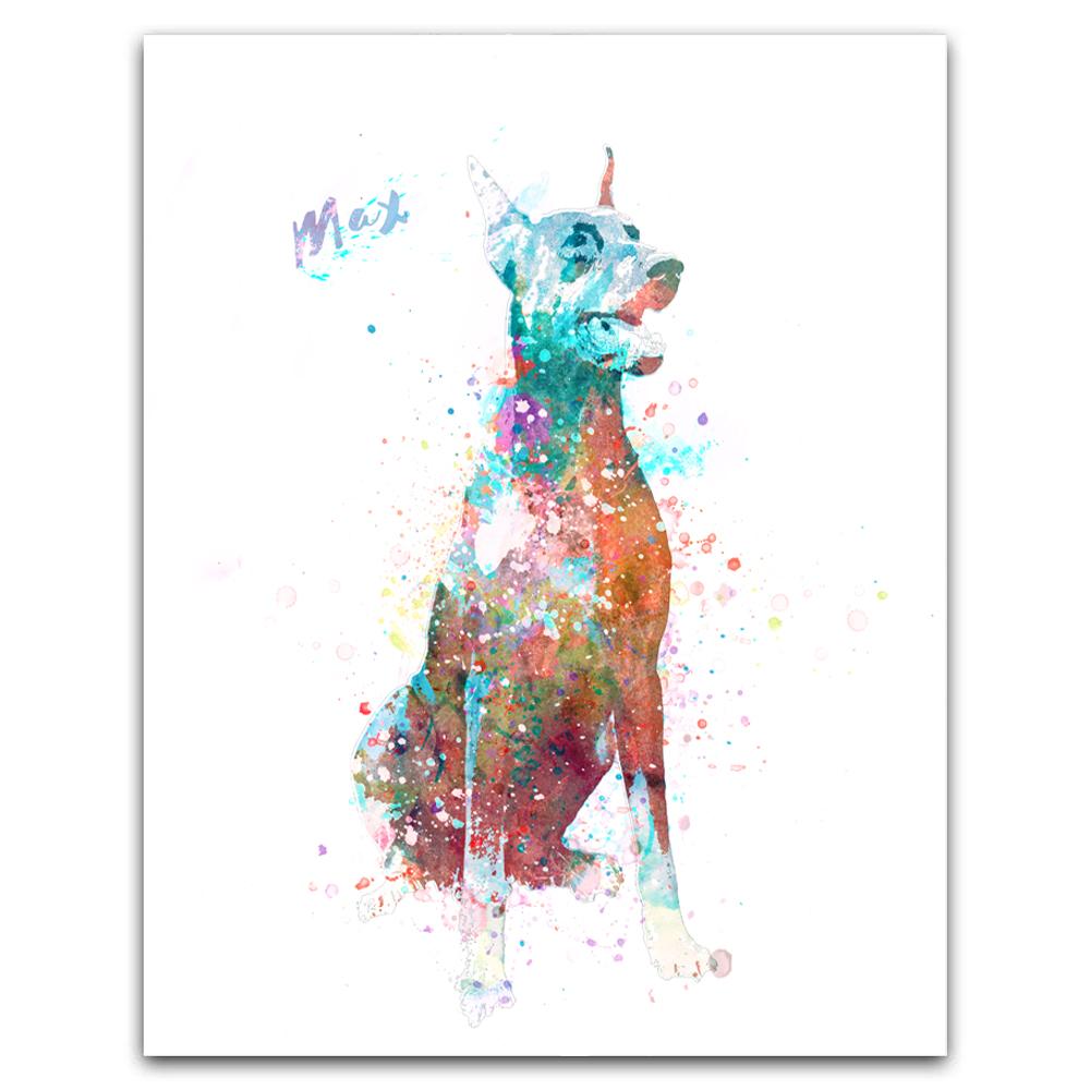 Personal-Prints art 6"x8" Block Mount Doberman Watercolor Print