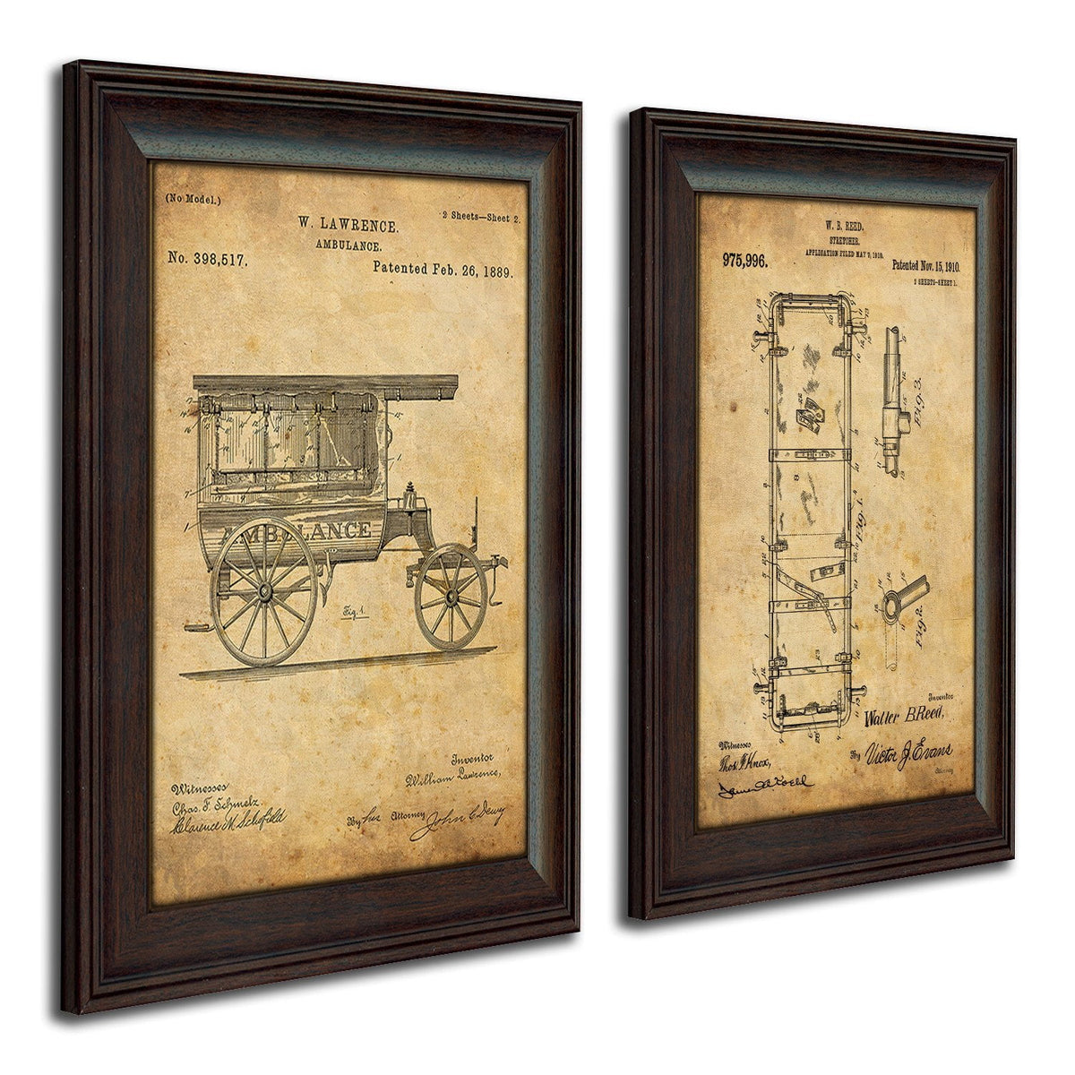 Personal-Prints art EMT - Ambulance &amp; Stretcher EMT - Patent Art Set