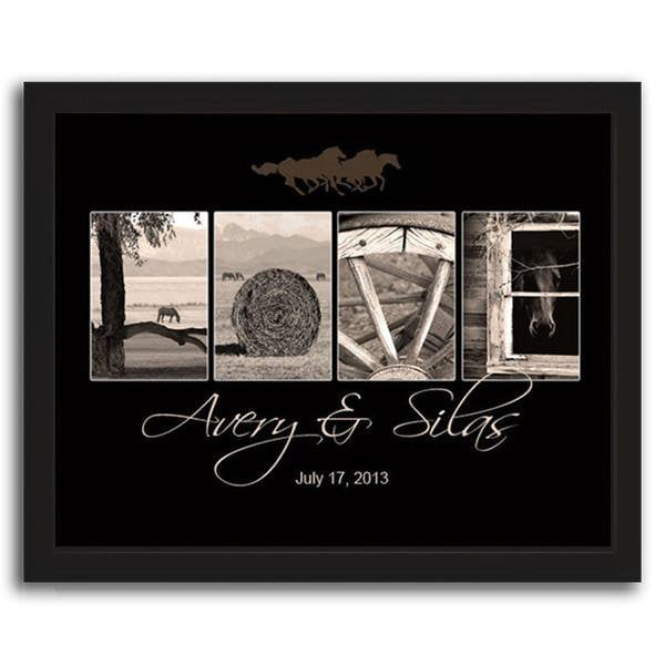 Personal-Prints art 12.5&quot;x15.5&quot; Framed Canvas Equestrian Love Letters