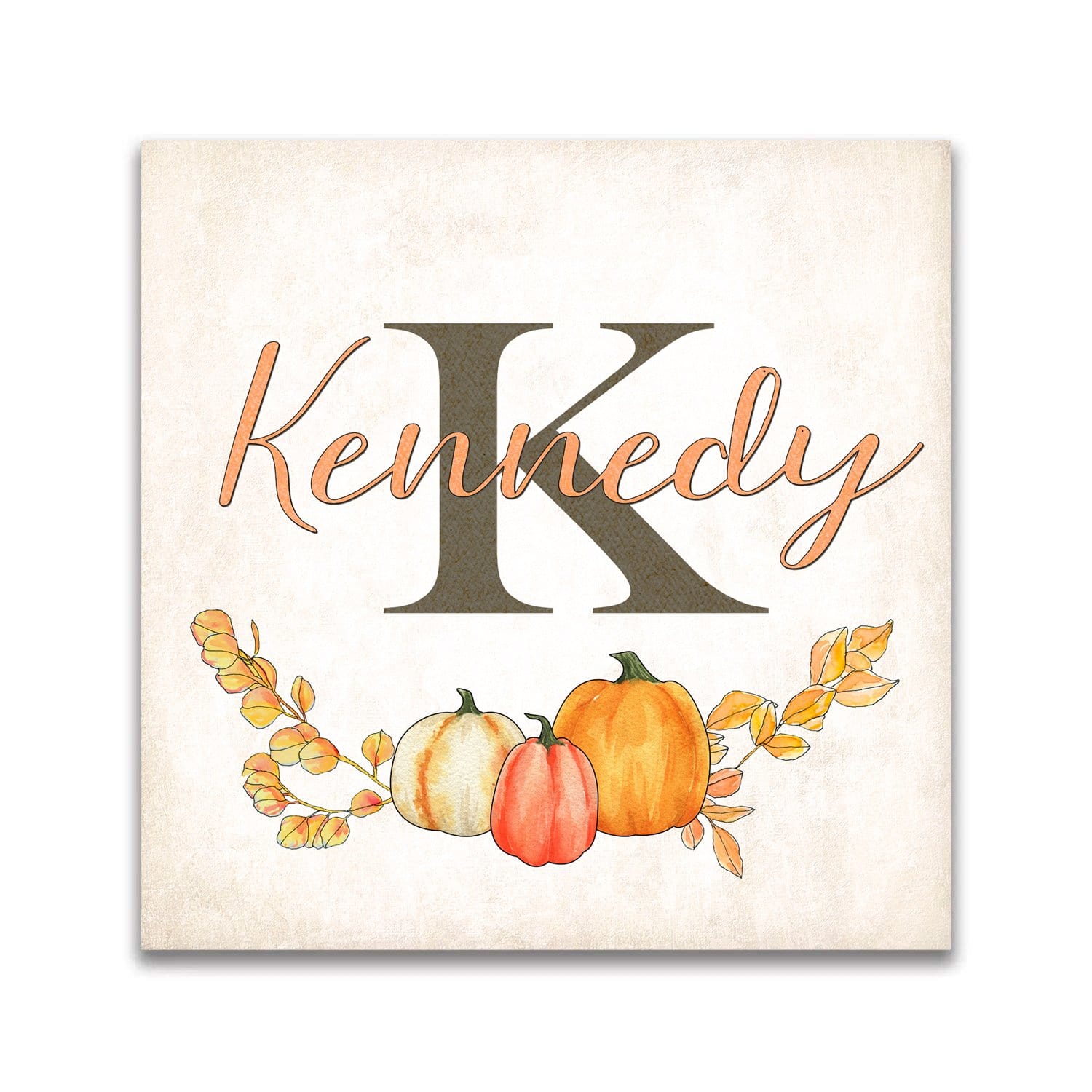 Personal-Prints art 16"x16" Block Mount Fall Harvest Family Monogram