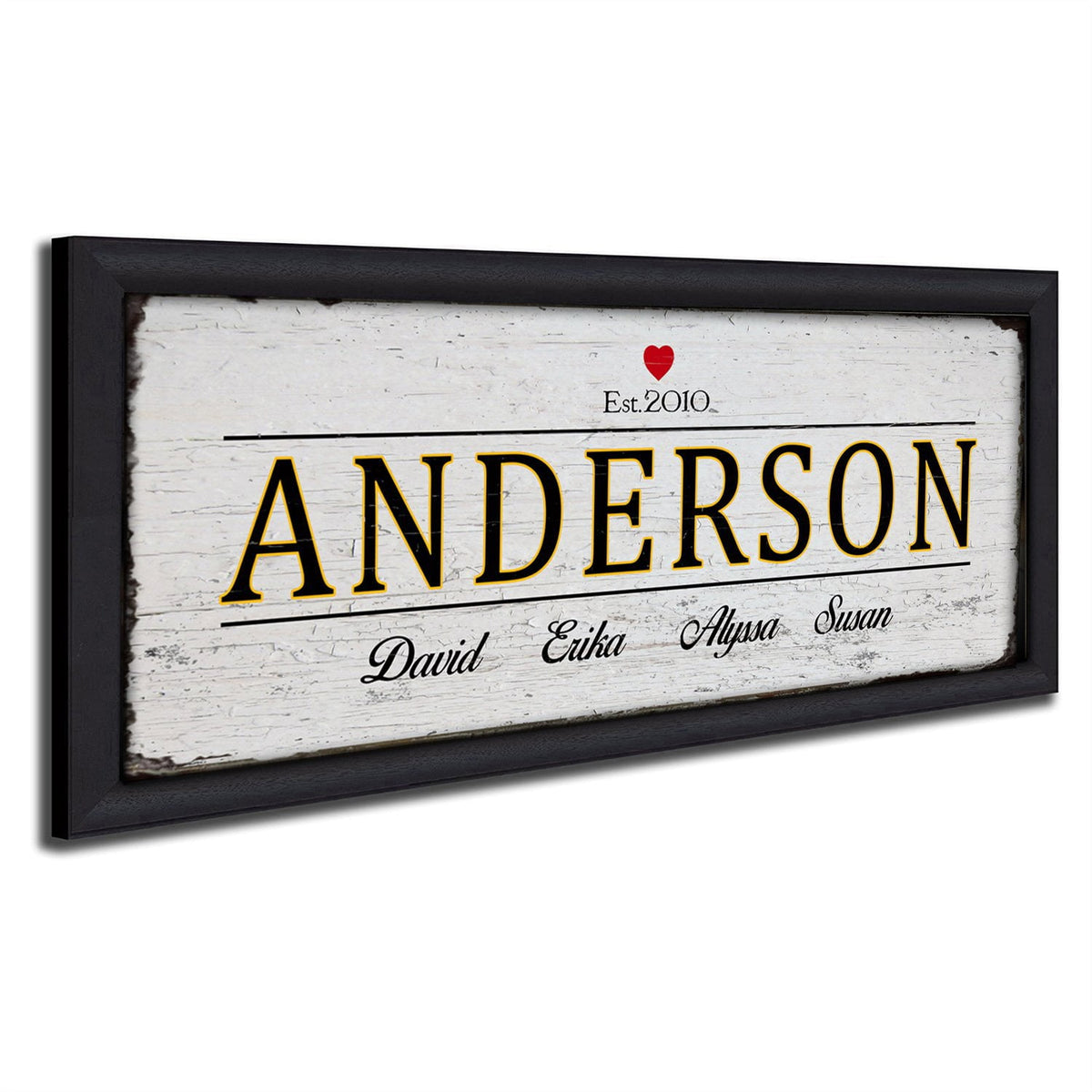 Personal-Prints art WHITE - 13.5&quot;x32.5&quot; Framed Canvas Family Name Art