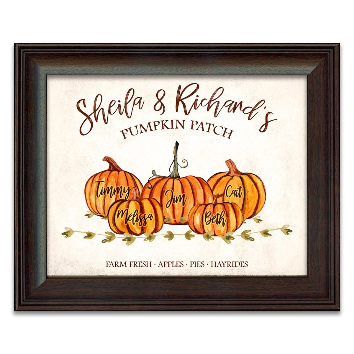 Personal-Prints art 14&quot;x17&quot; Framed Under Glass Family Pumpkin Patch