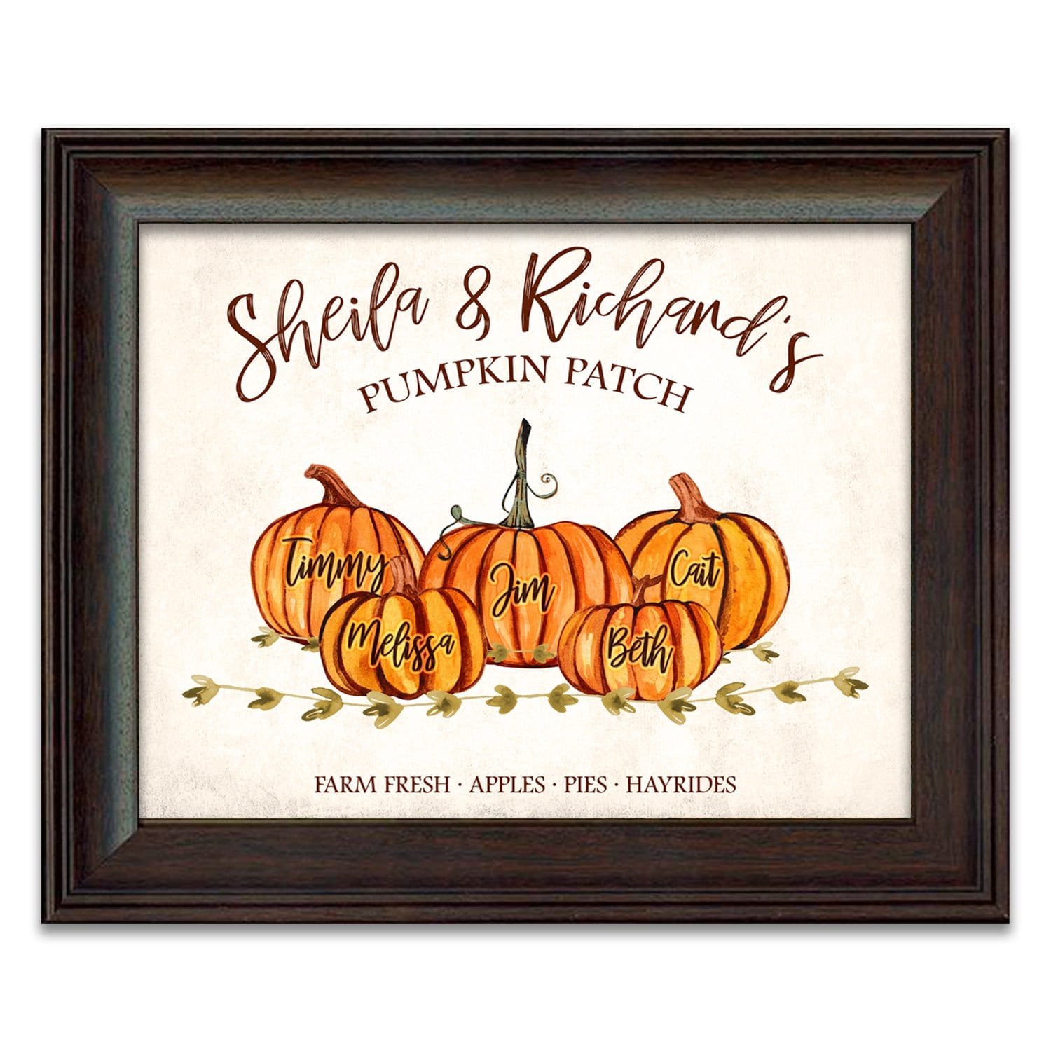 Personal-Prints art 14"x17" Framed Under Glass Family Pumpkin Patch