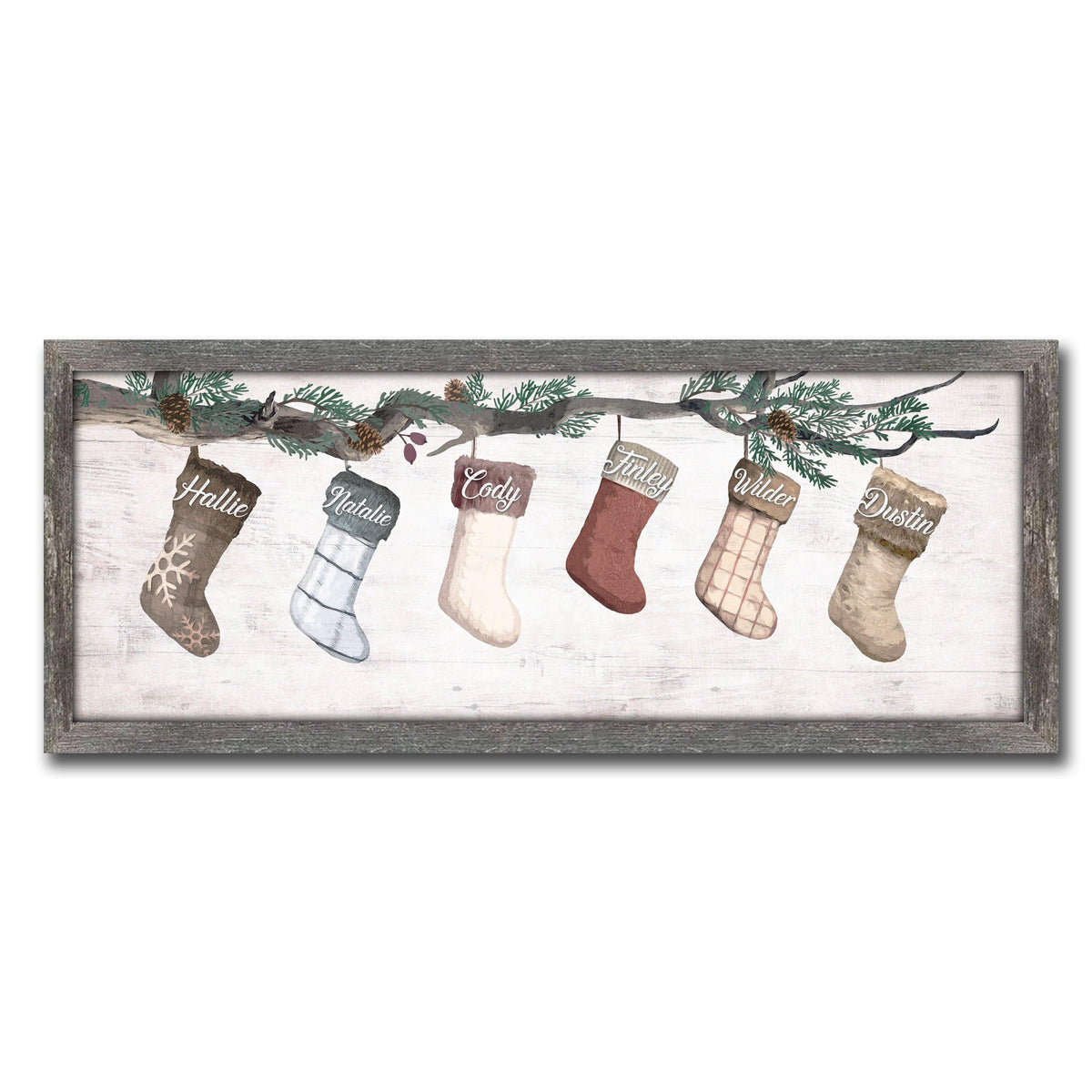 Personal-Prints art 13.5&quot;x32.5&quot; Framed Canvas Family Stockings Personalized Art