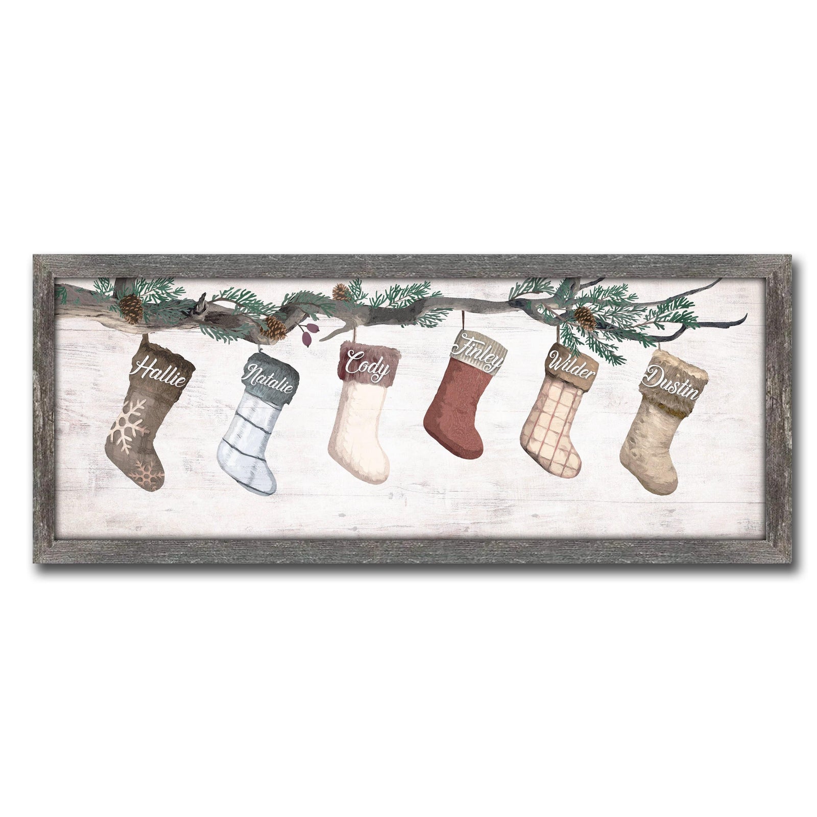 Personal-Prints art 13.5"x32.5" Framed Canvas Family Stockings Personalized Art