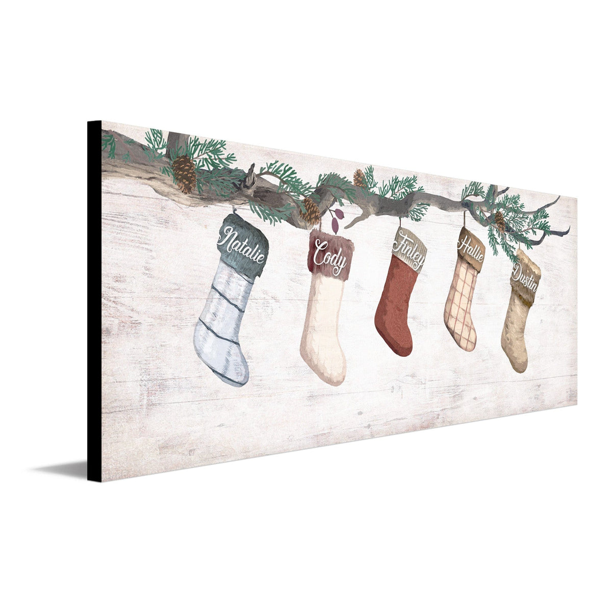 Personal-Prints art 6.5&quot;x18&quot; Block Mount Family Stockings Personalized Art